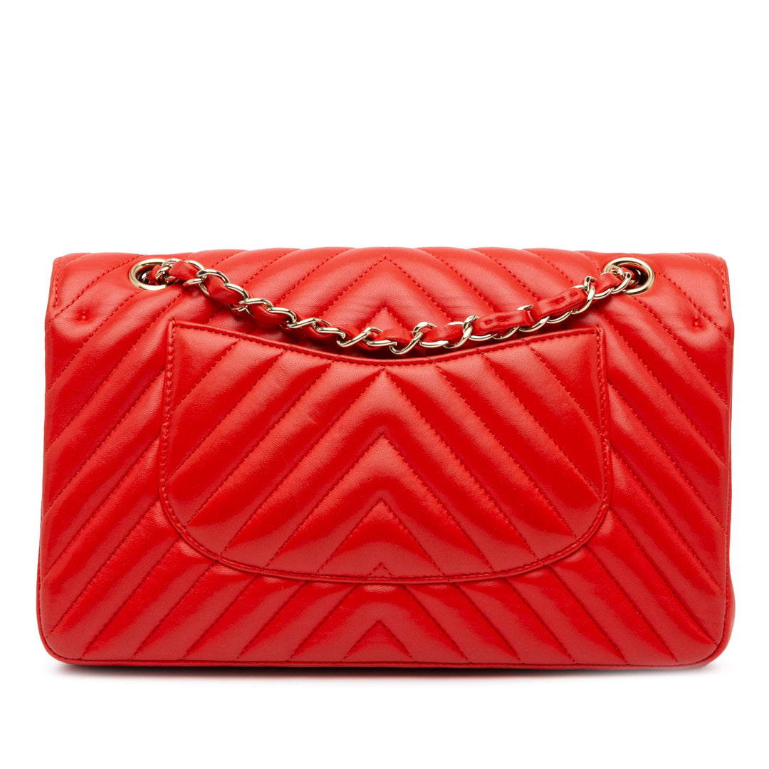 Medium Classic Chevron Lambskin Double Flap Orange - Gaby Paris