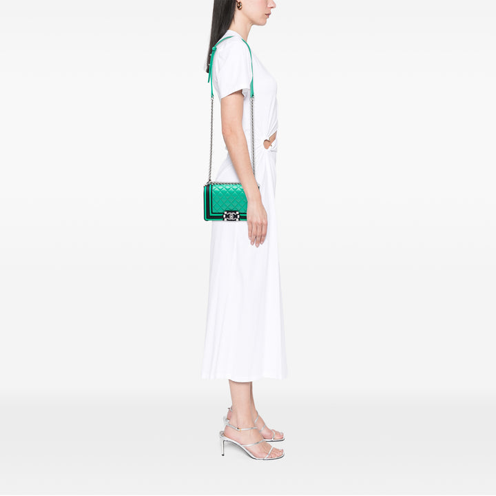 Chanel Small Bicolor Matelassé Cuir d’agneau et Rubber Boy à rabat