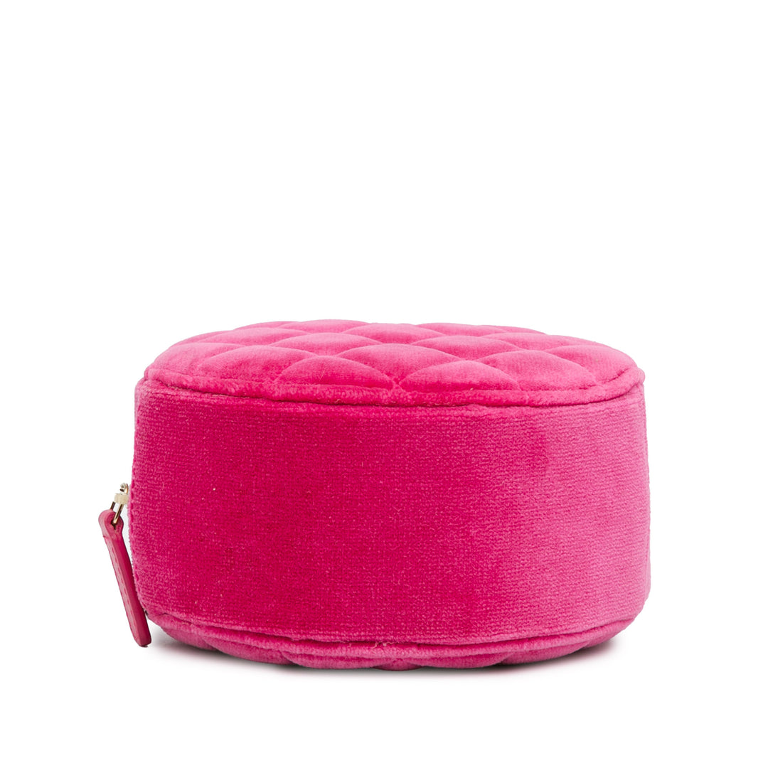 Velvet Pearl Crush Round Clutch with Chain Pink - Gaby Paris