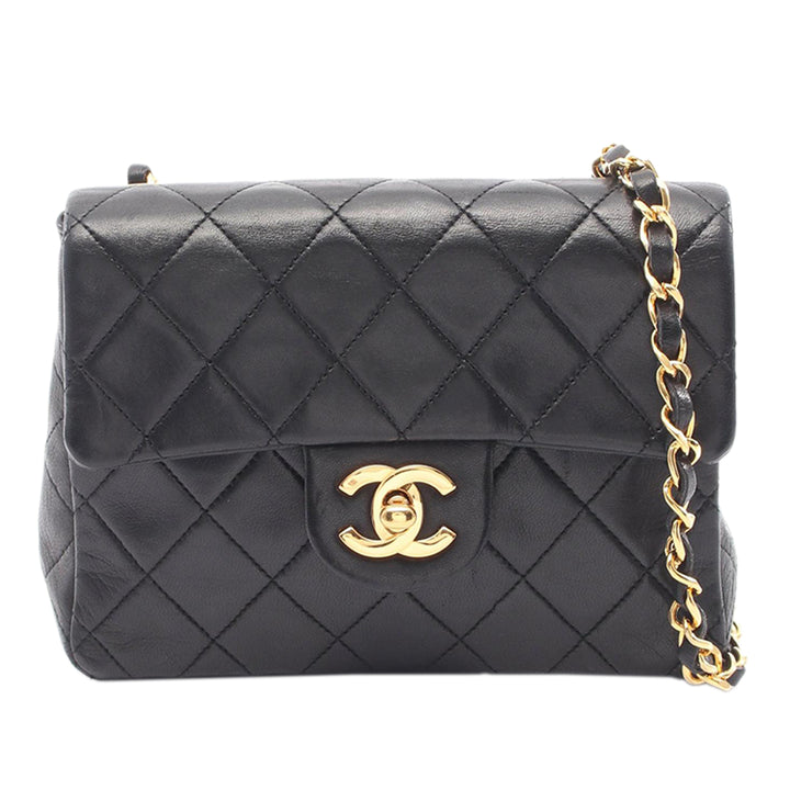 Chanel Mini Square Classic Cuir d’agneau Simple rabat