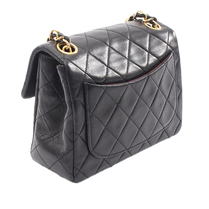 Chanel Mini Square Classic Cuir d’agneau Simple rabat