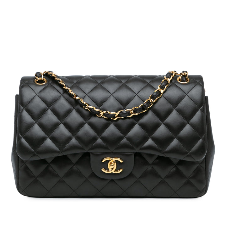 Chanel Jumbo Classic Lambskin Double Flap Black - GABY PARIS