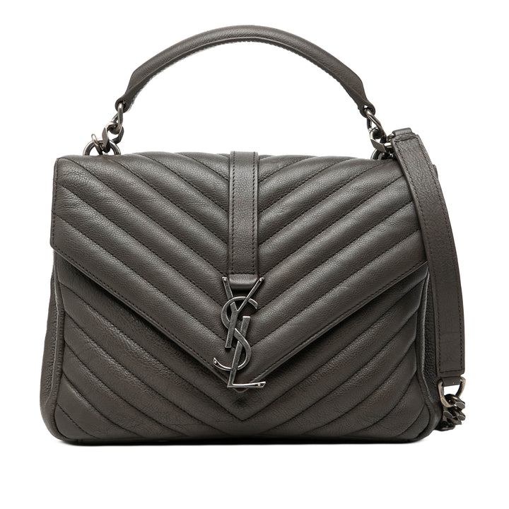 Saint Laurent Medium Chevron Sheepskin Monogram College Sac