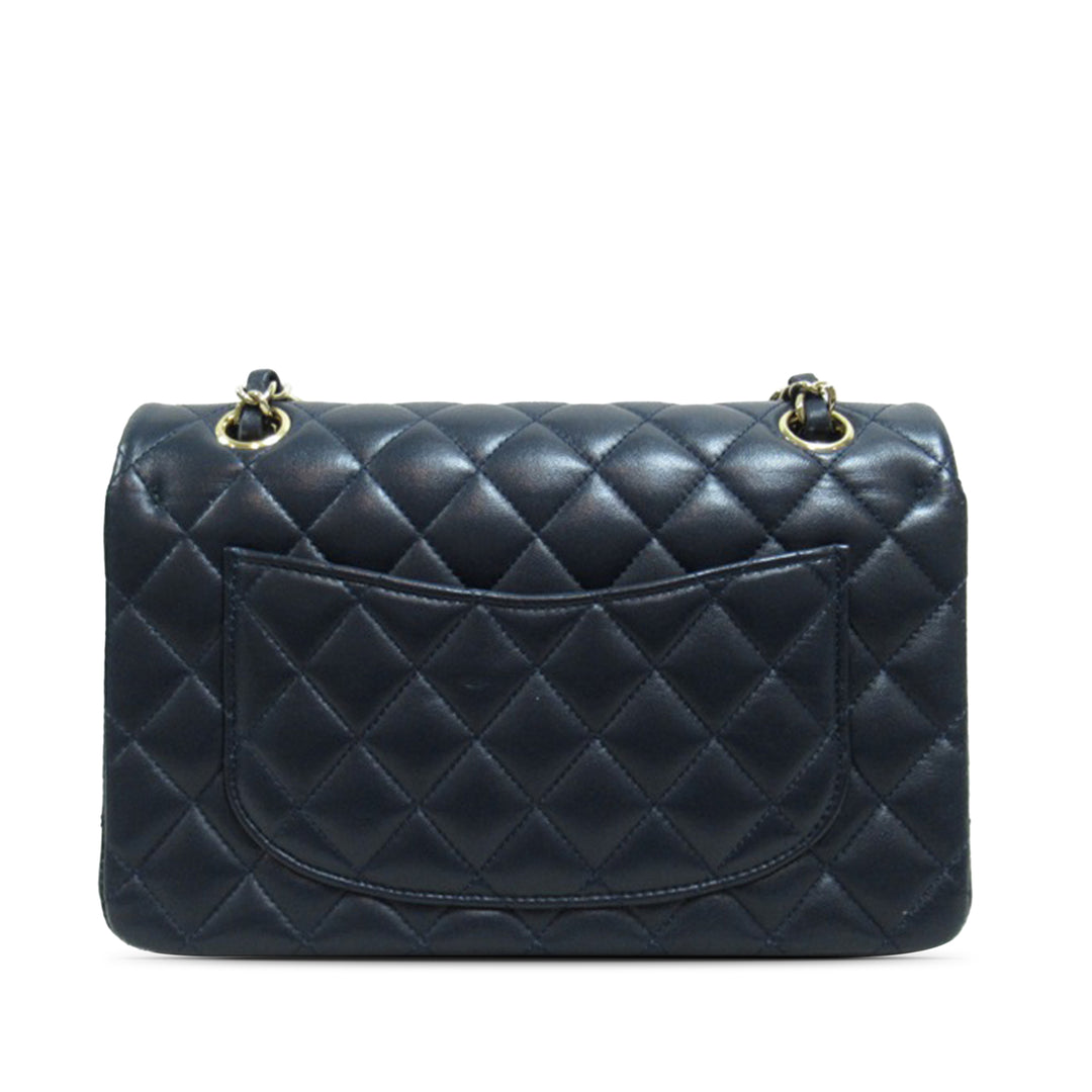 Medium Classic Lambskin Double Flap Blue - Gaby Paris