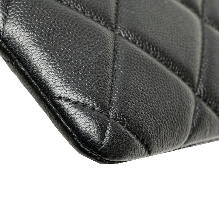 CC Quilted Caviar Pouch Black - Gaby Paris