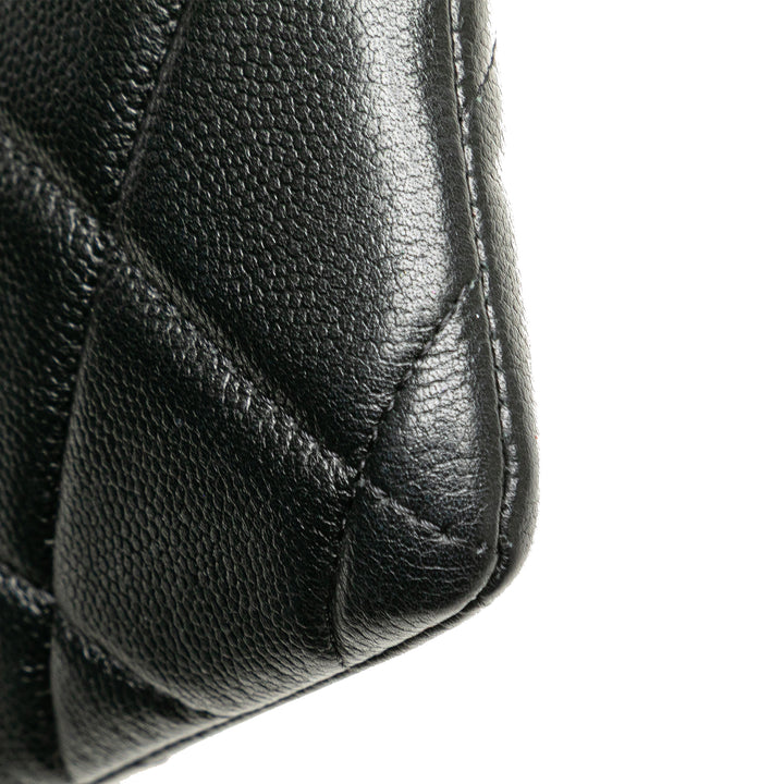 CC Quilted Caviar Pouch Black - Gaby Paris