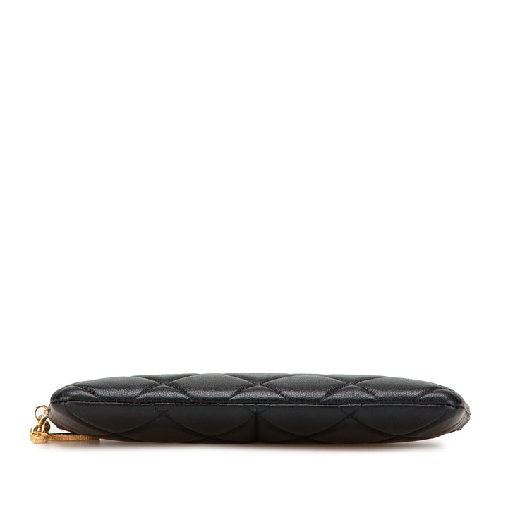 CC Quilted Caviar Pouch Black - Gaby Paris
