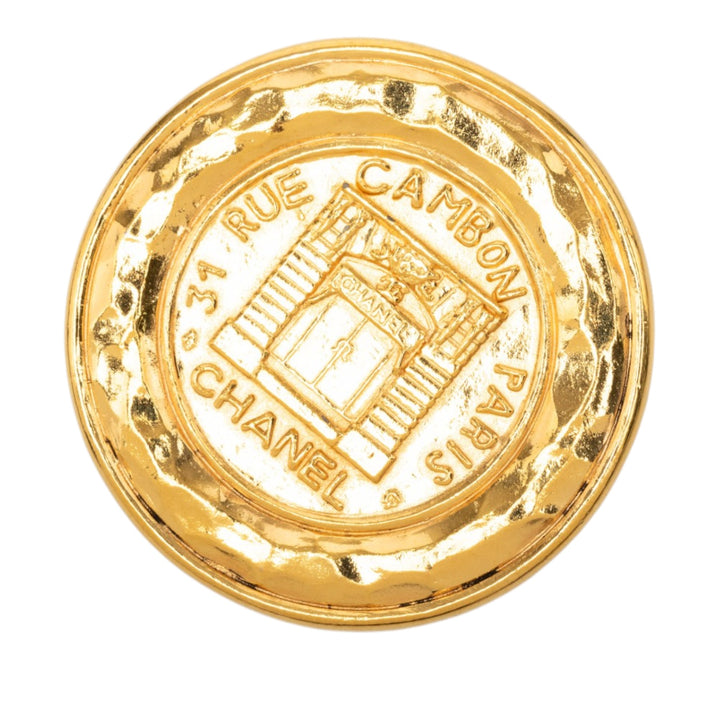 Chanel plaqué 31 Rue Cambon Medallion Pin Broche Métal
