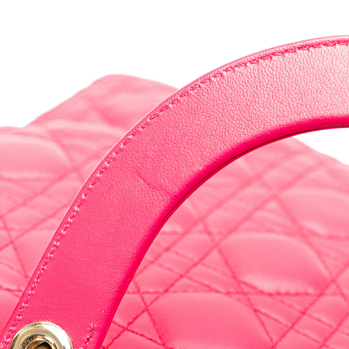 Large Lambskin Cannage Lady Dior Pink - Gaby Paris