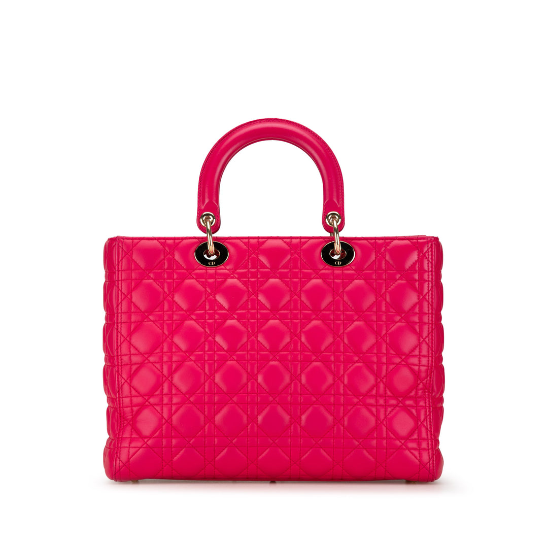 Large Lambskin Cannage Lady Dior Pink - Gaby Paris