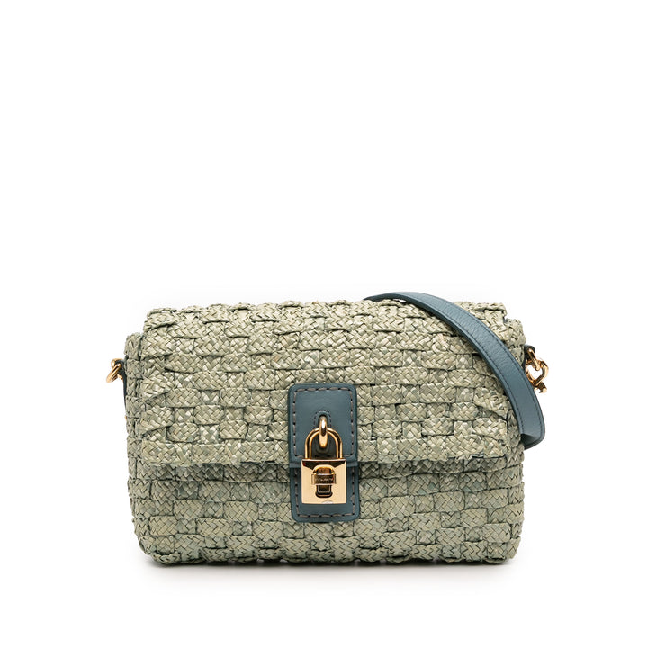 Dolce & Gabbana Cuir à finitions Woven Raffia Padlock Sac porté croisé