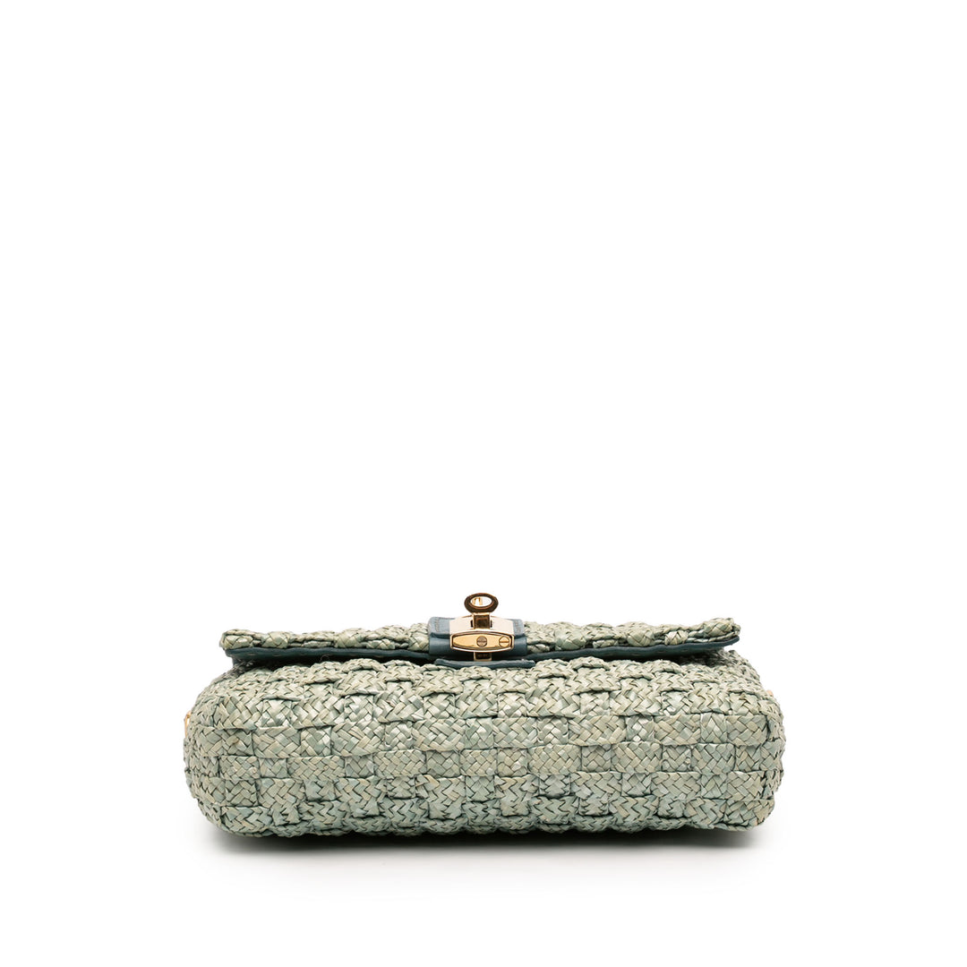 Dolce & Gabbana Cuir à finitions Woven Raffia Padlock Sac porté croisé