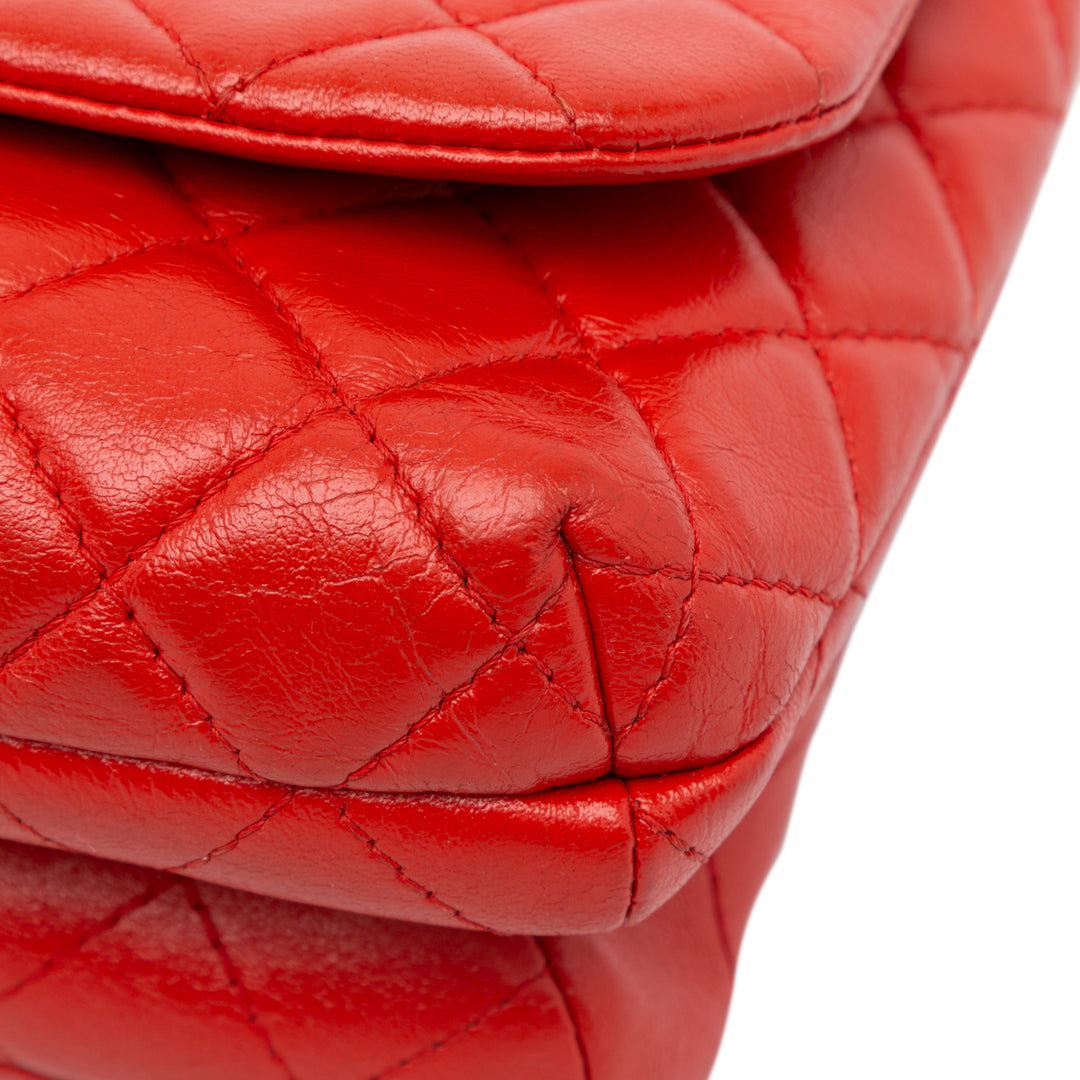 Quilted Lambskin Knock on Wood Satchel Red - Gaby Paris