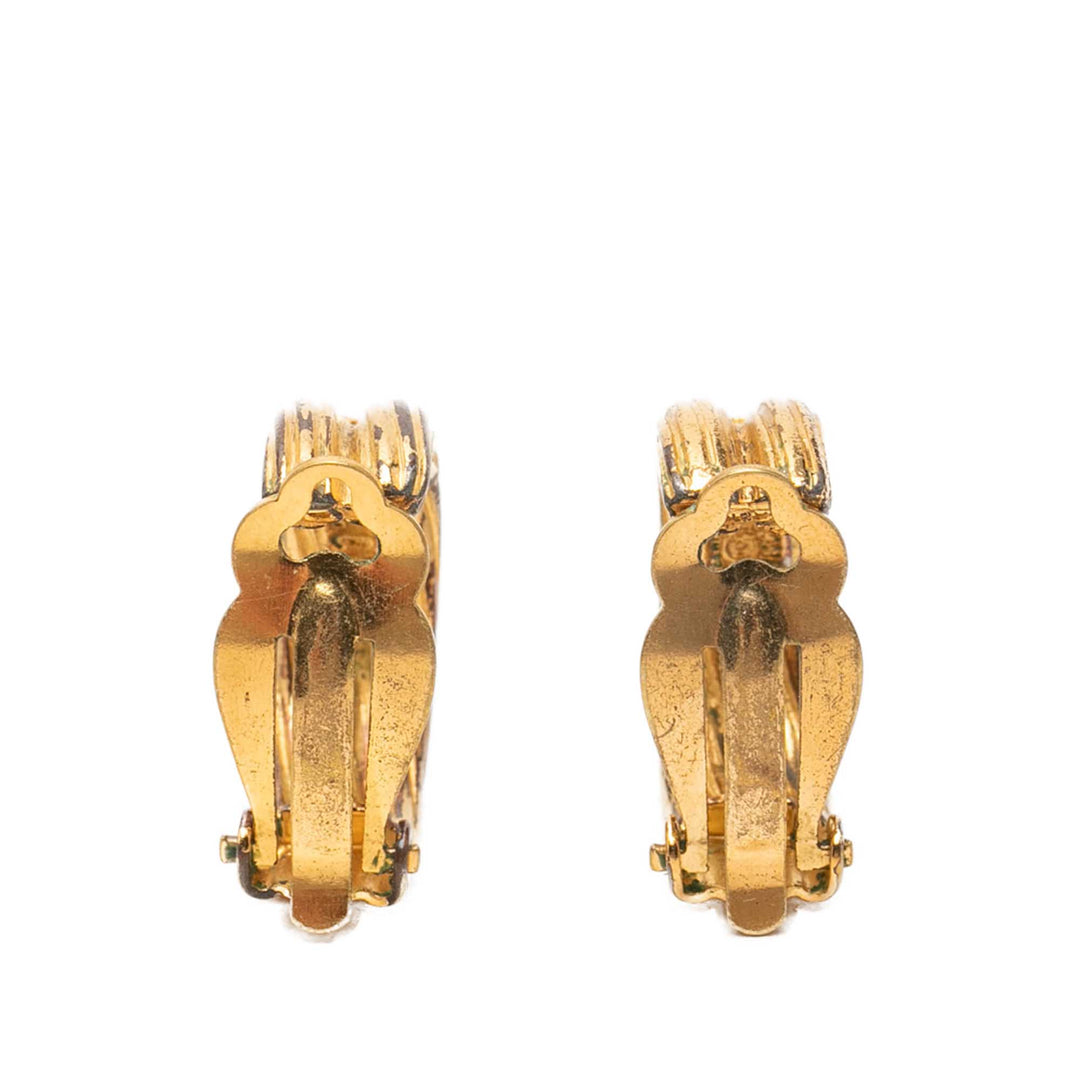 Chanel CC plaqué Hoop À clip Boucles d'oreilles Doré