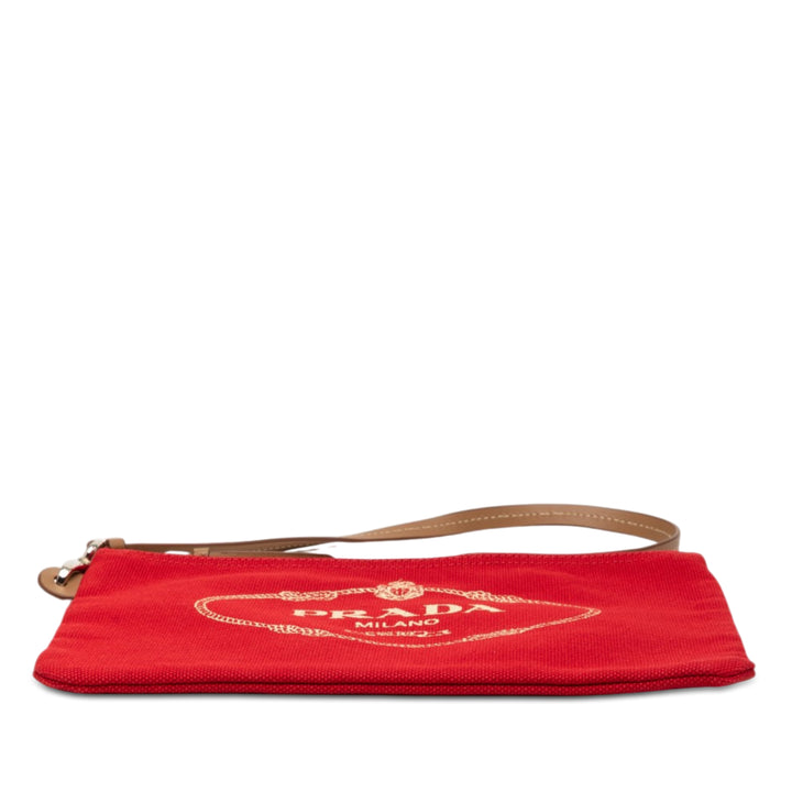 Prada Pochette Canapa Logo Wristlet Rouge – vue 3 – GABY PARIS