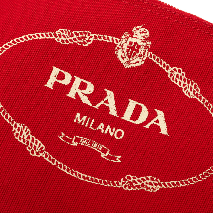 Prada Pochette Canapa Logo Wristlet Rouge – vue 5 – GABY PARIS