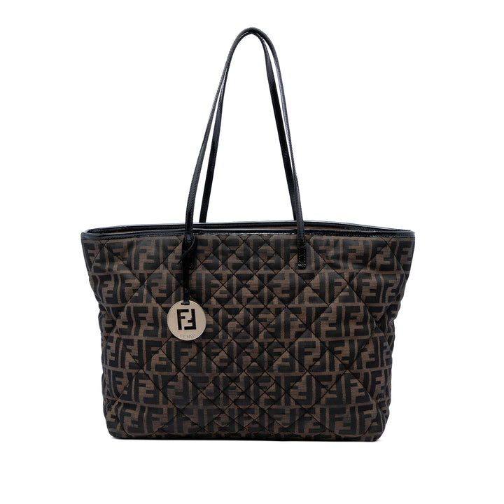 Fendi Medium Matelassé Zucca Toile Roll Cabas