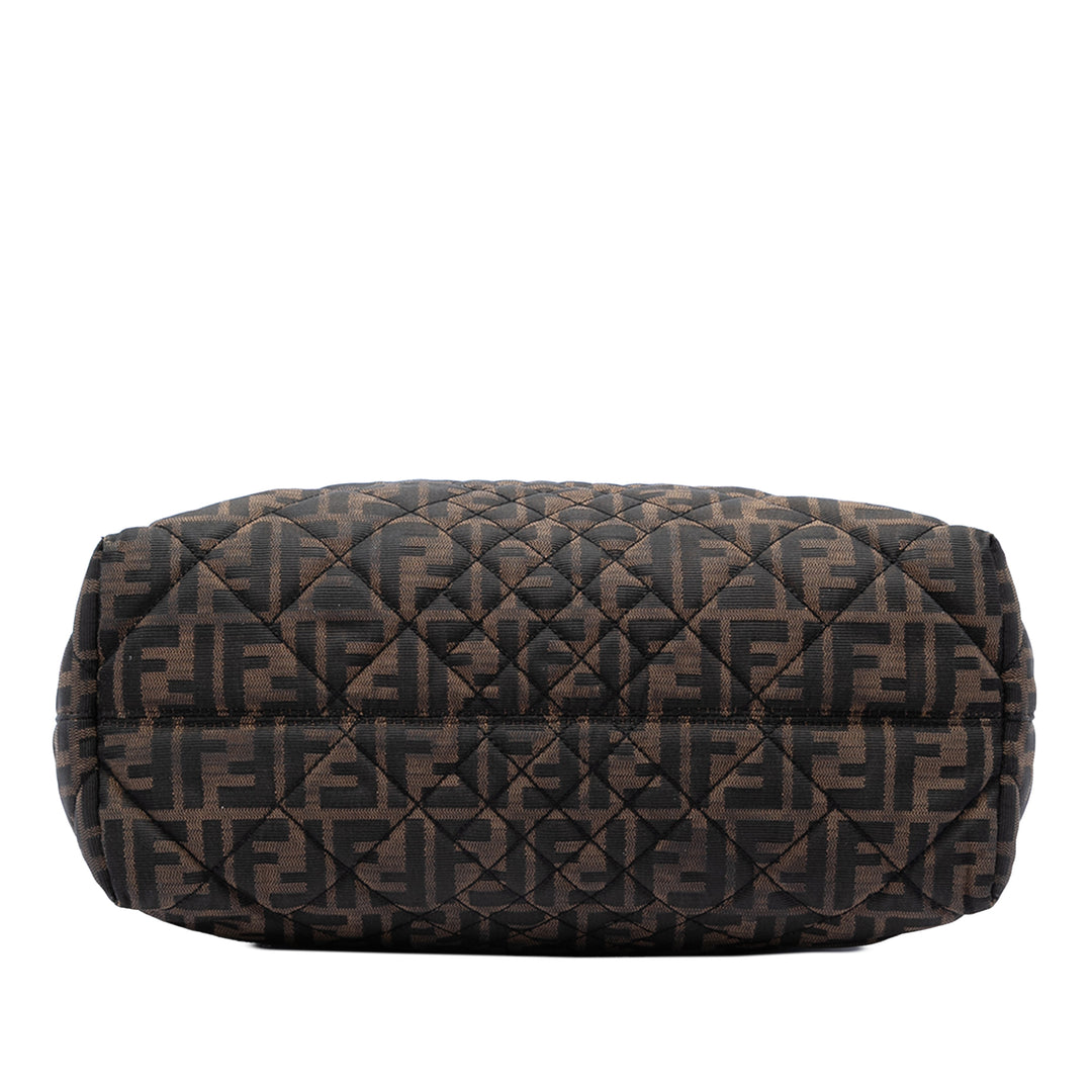 Fendi Medium Matelassé Zucca Toile Roll Cabas