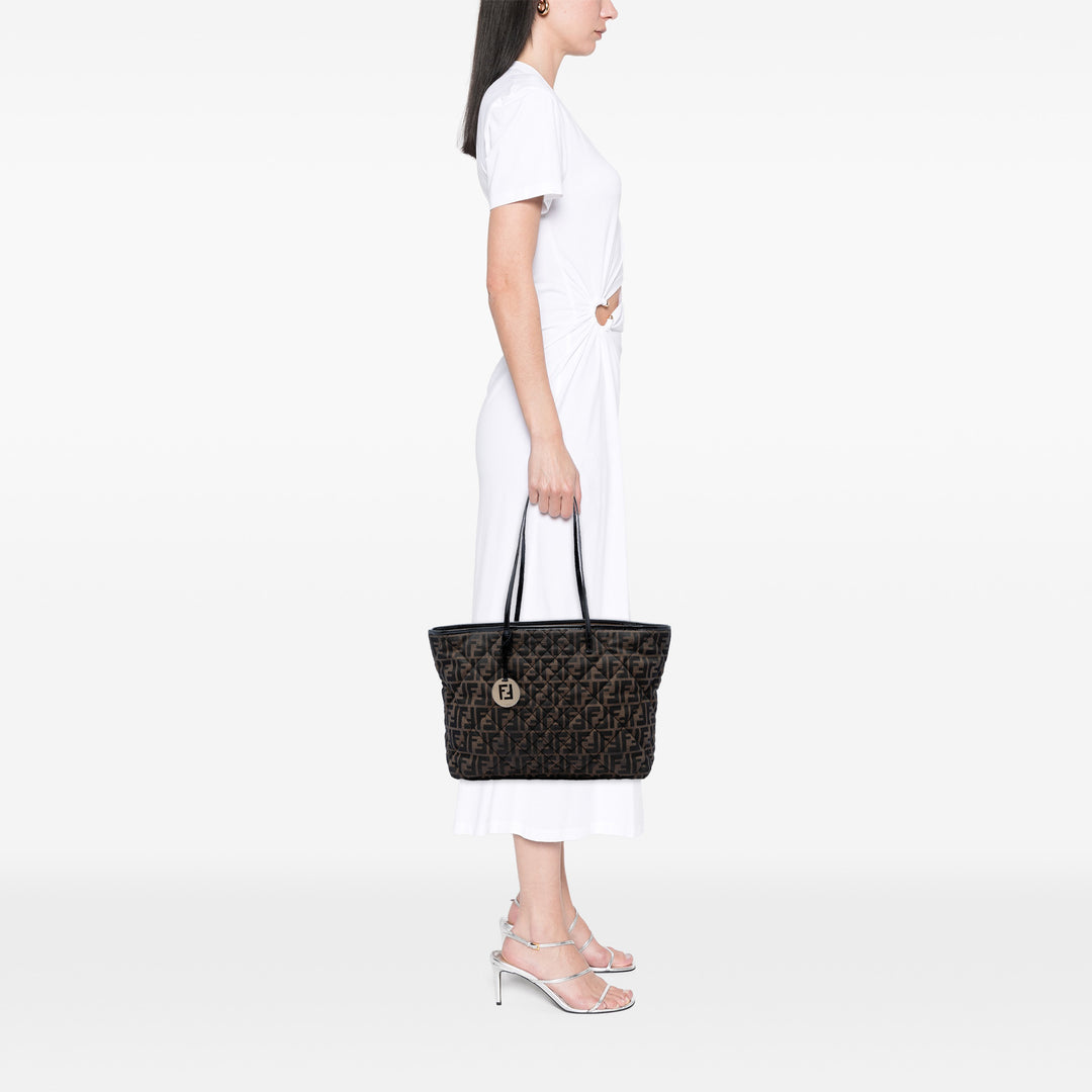Fendi Medium Matelassé Zucca Toile Roll Cabas