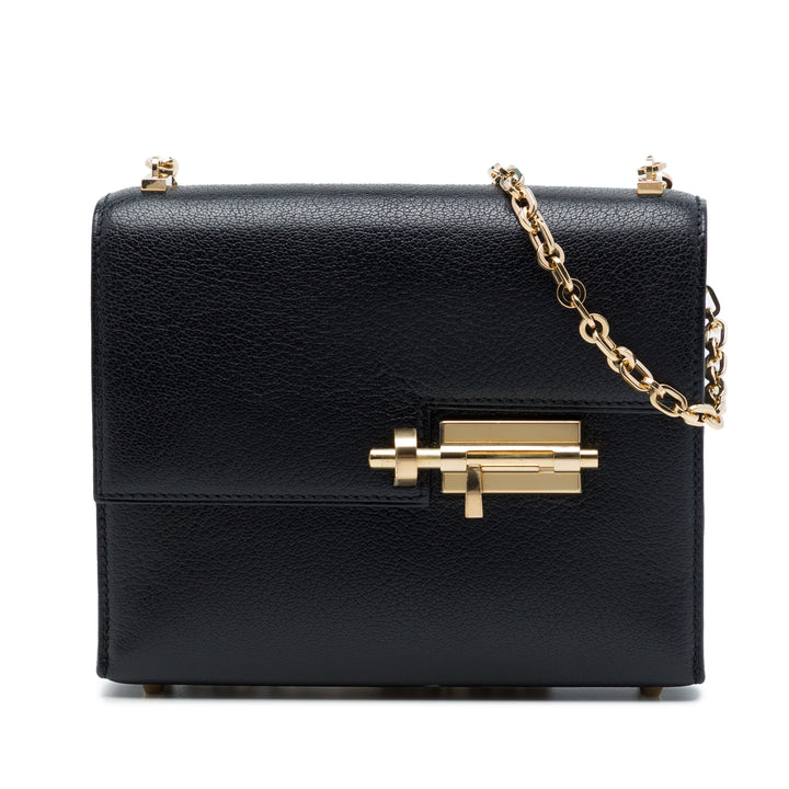 Hermès Sac bandoulière Chevre Mysore Verrou Chaînee Mini Noir – vue principale – GABY PARIS