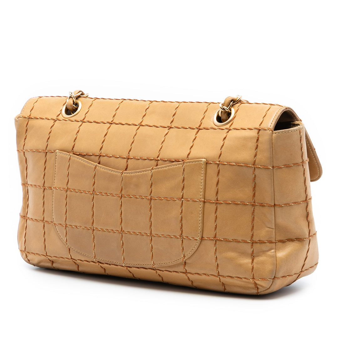 Chanel Chocolate Bar Cuir d’agneau Wild Stitch Chain à rabat