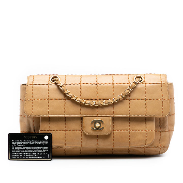 Chanel Chocolate Bar Cuir d’agneau Wild Stitch Chain à rabat