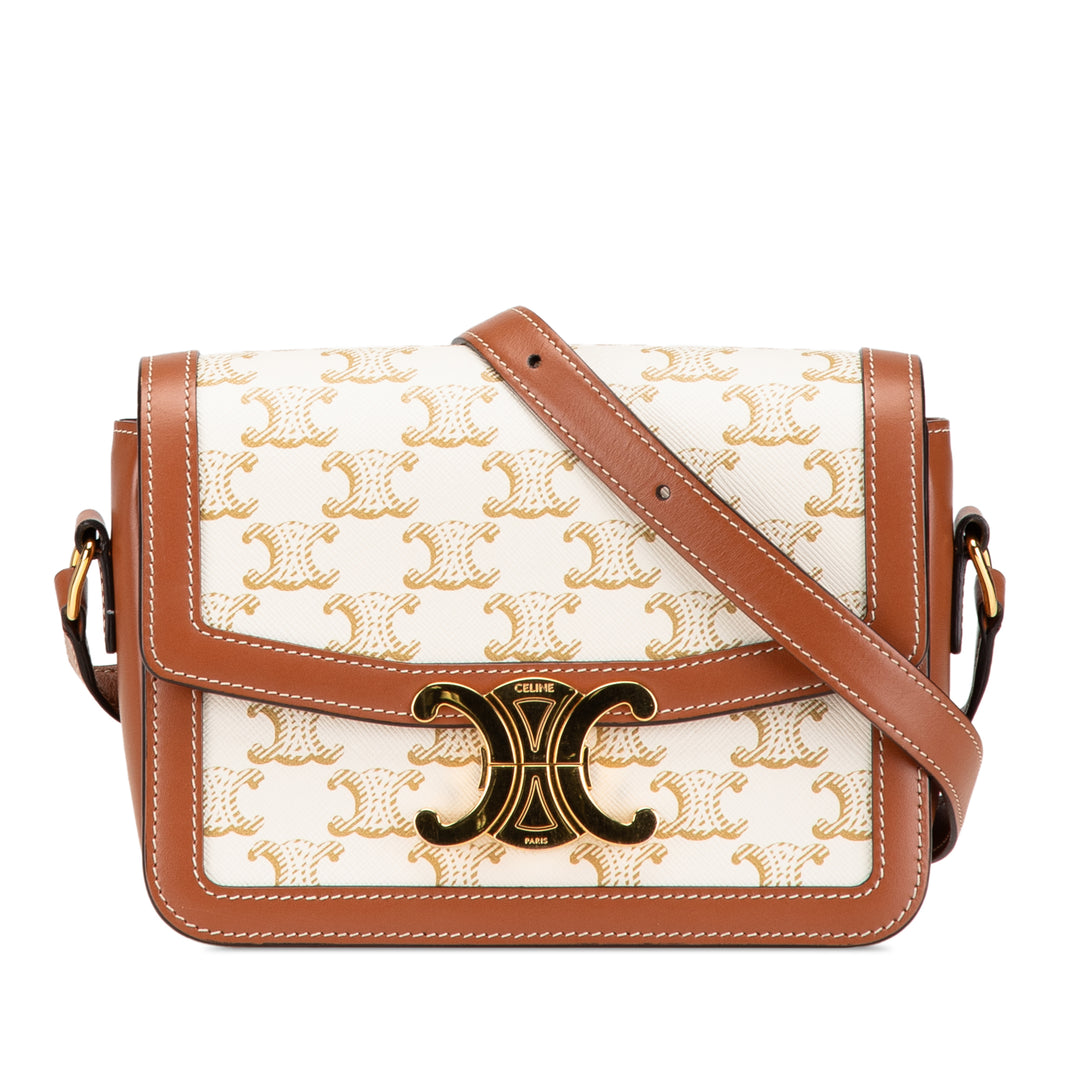 Teen Coated Canvas Triomphe Crossbody White - Gaby Paris