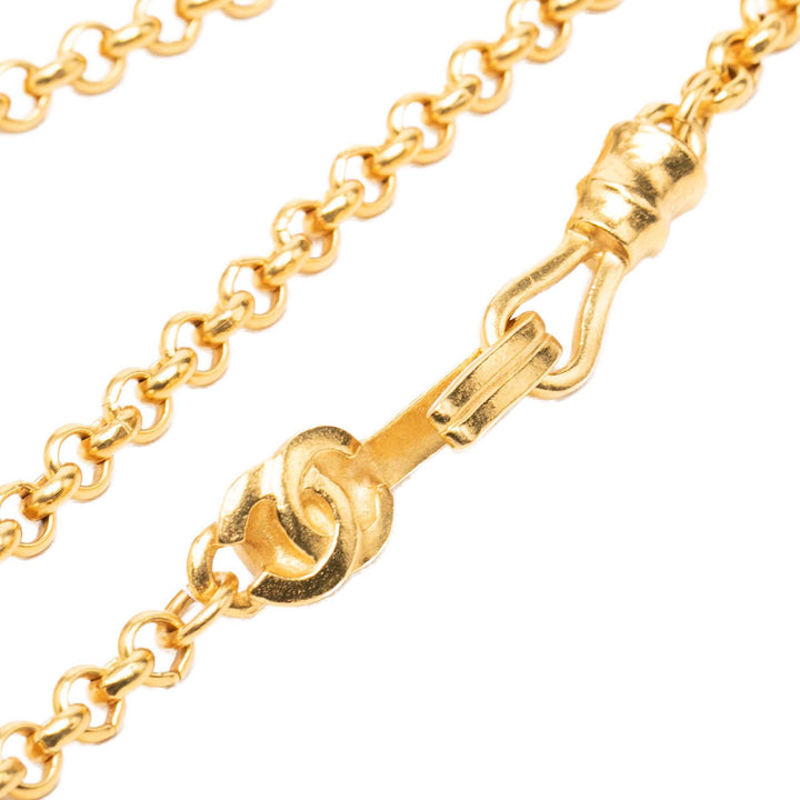 Chanel Collier CC Teardrop Pendant plaqué or – vue 4 – GABY PARIS