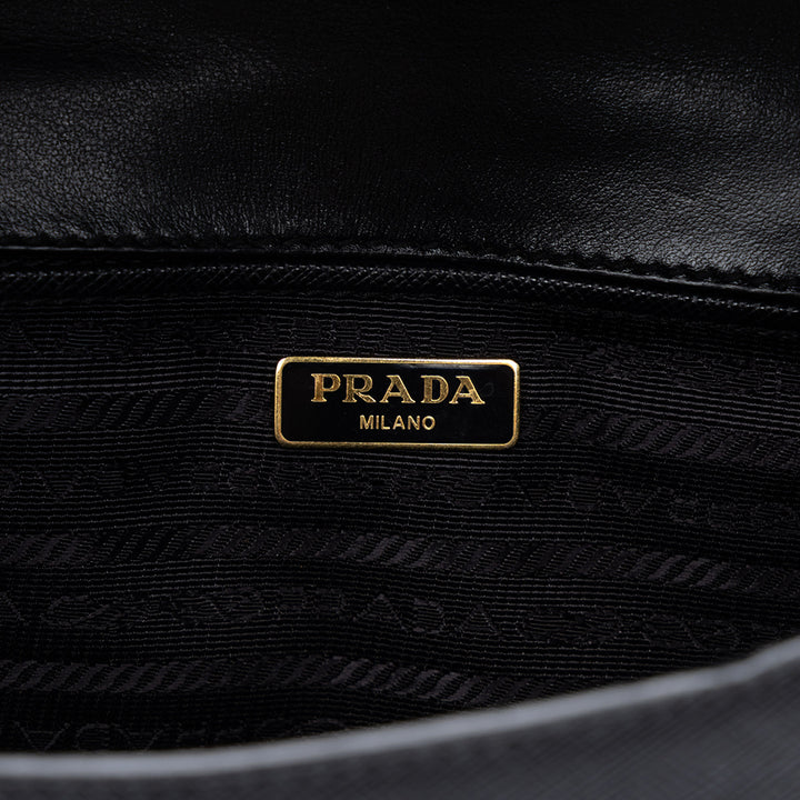 Prada Sac bandoulière Lux Chaîne Saffiano Noir – vue 5 – GABY PARIS
