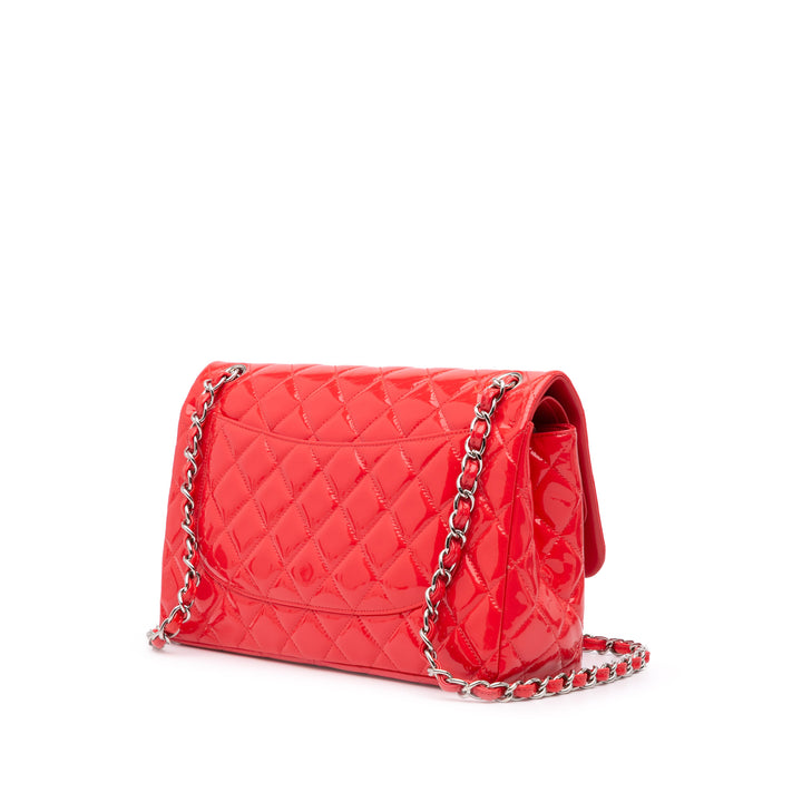 Jumbo Classic Patent Double Flap Red - Gaby Paris
