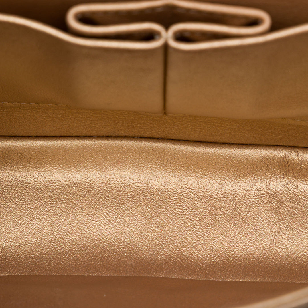 Classic Chevron Pleated Double rabat Moyen Cuir de veau Marron