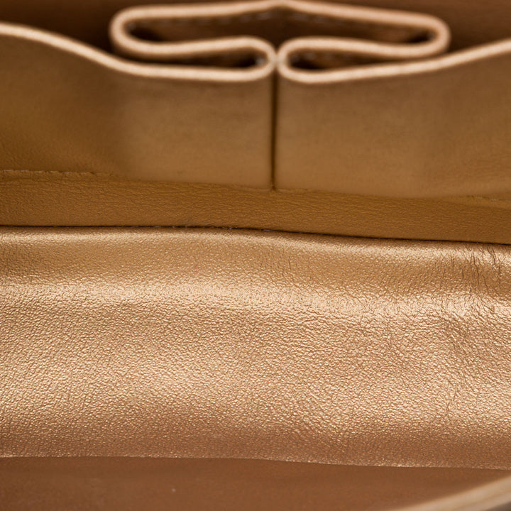 Classic Chevron Pleated Double rabat Moyen Cuir de veau Marron