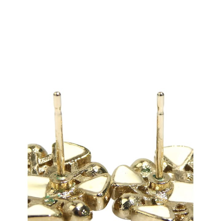 Chanel CC Brass Resin et Perles fantaisie Snowflake fermoir poussette Boucles d'oreilles Doré – vue 8 – GABY PARIS