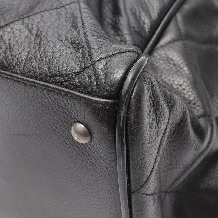 Chanel Large Quilted Caviar and Cuir verni Logo Bowler Bag Noir