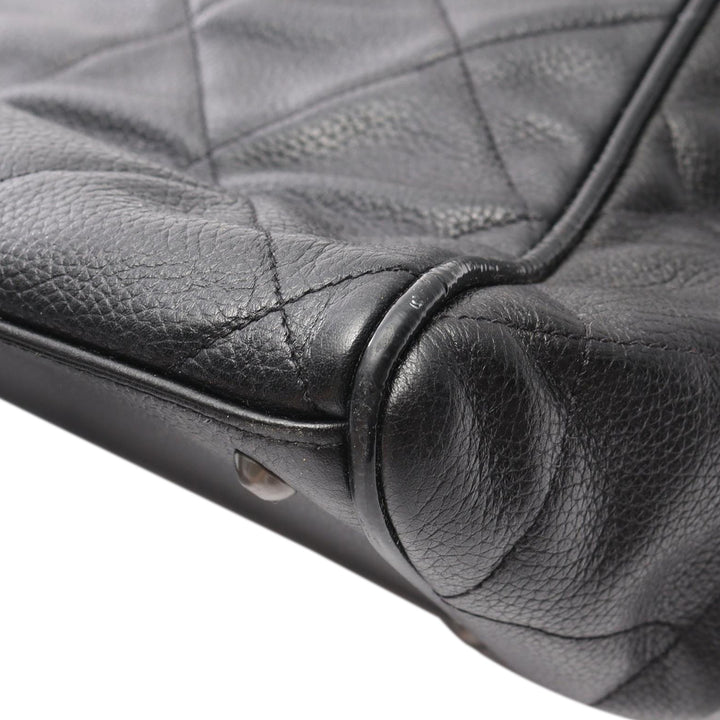 Chanel Large Quilted Caviar and Cuir verni Logo Bowler Bag Noir