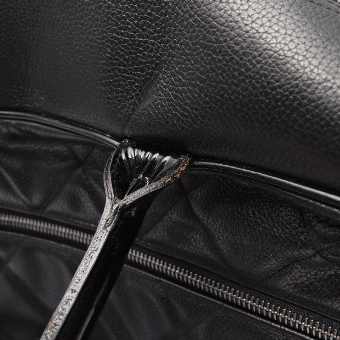 Chanel Large Quilted Caviar and Cuir verni Logo Bowler Bag Noir
