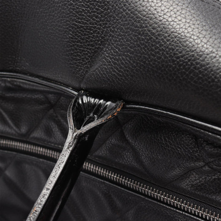 Chanel Large Quilted Caviar and Cuir verni Logo Bowler Bag Noir