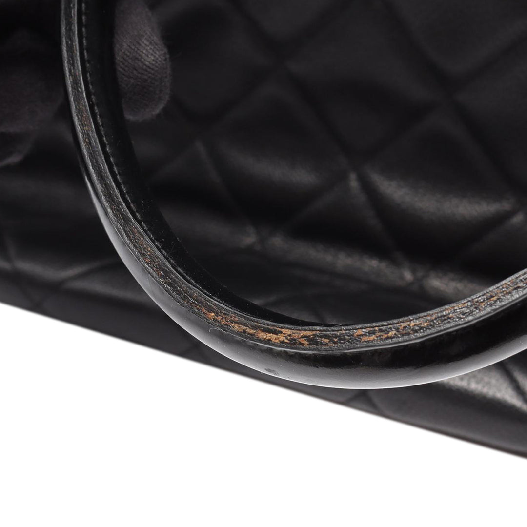 Chanel Large Quilted Caviar and Cuir verni Logo Bowler Bag Noir