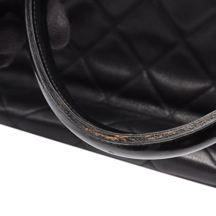 Chanel Large Quilted Caviar and Cuir verni Logo Bowler Bag Noir