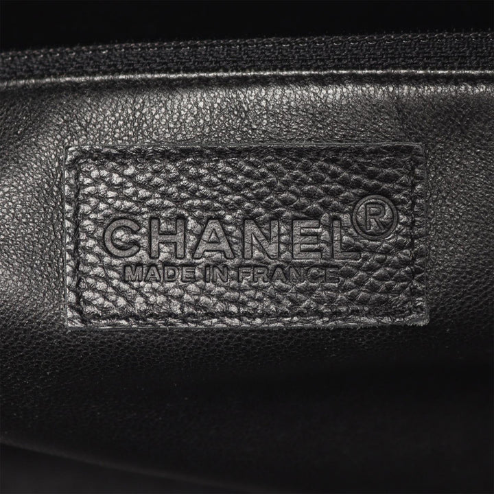 Chanel Large Quilted Caviar and Cuir verni Logo Bowler Bag Noir