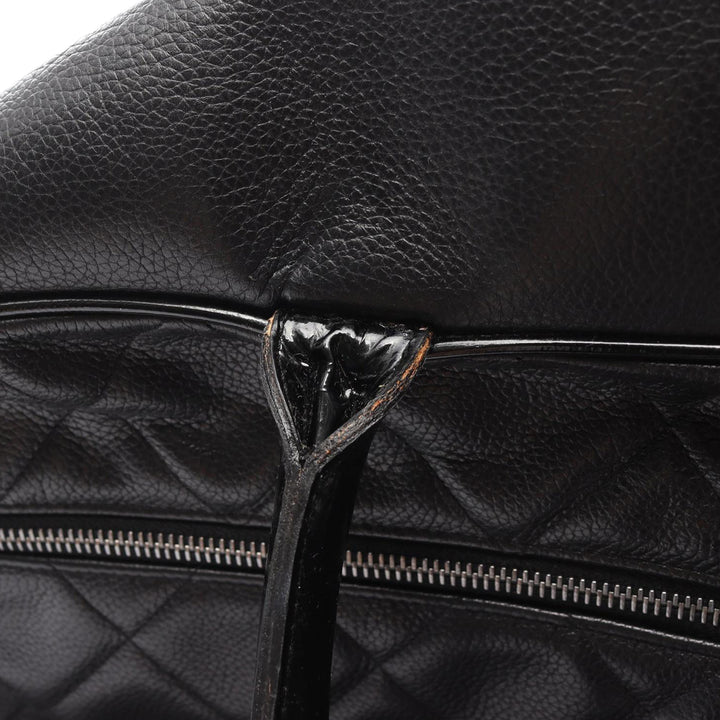 Chanel Large Quilted Caviar and Cuir verni Logo Bowler Bag Noir