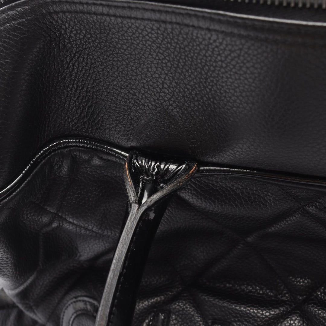 Chanel Large Quilted Caviar and Cuir verni Logo Bowler Bag Noir