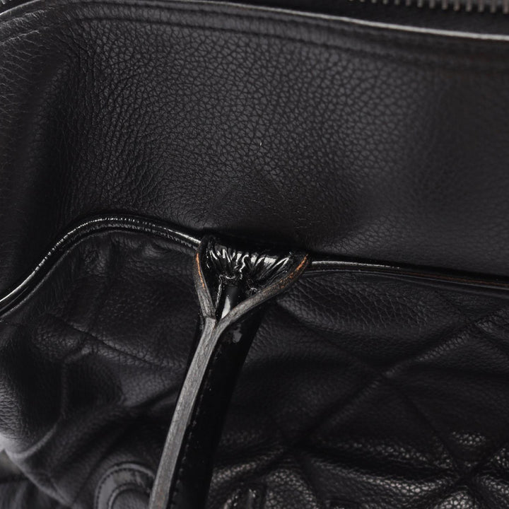 Chanel Large Quilted Caviar and Cuir verni Logo Bowler Bag Noir