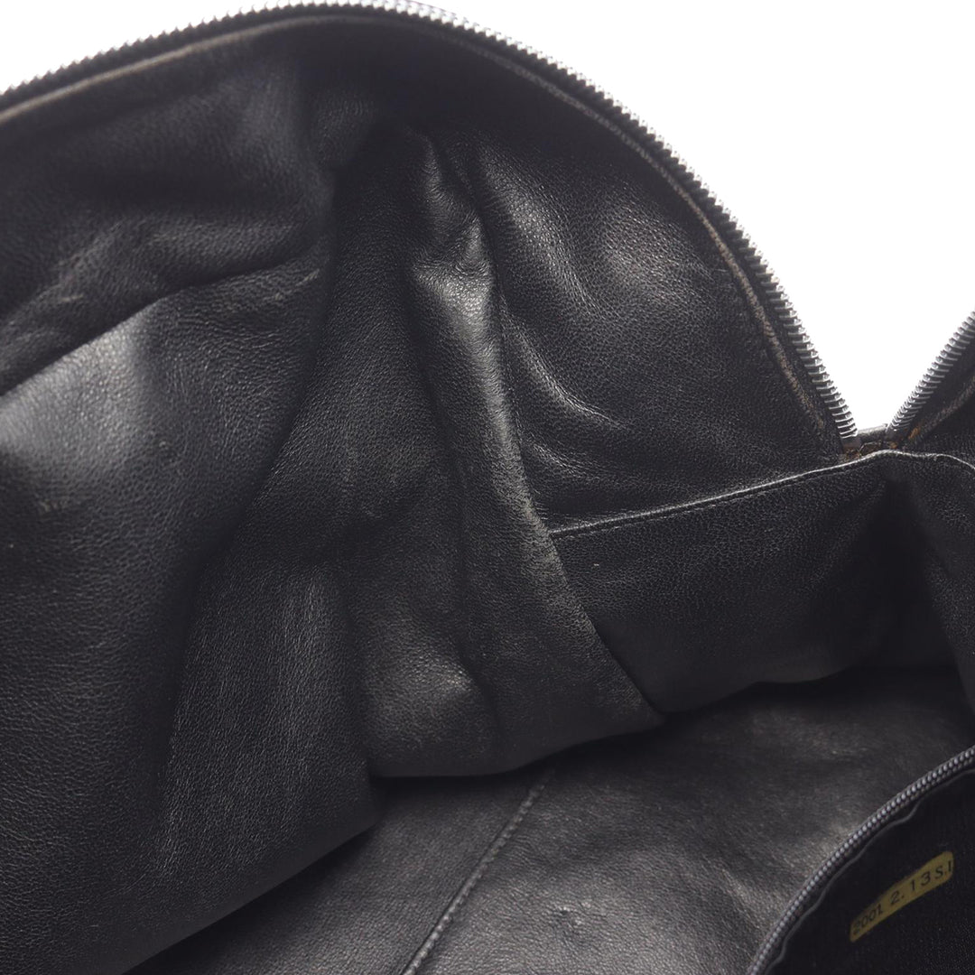 Chanel Large Quilted Caviar and Cuir verni Logo Bowler Bag Noir