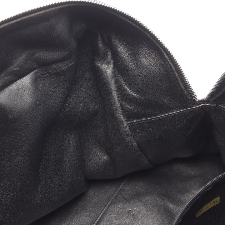 Chanel Large Quilted Caviar and Cuir verni Logo Bowler Bag Noir