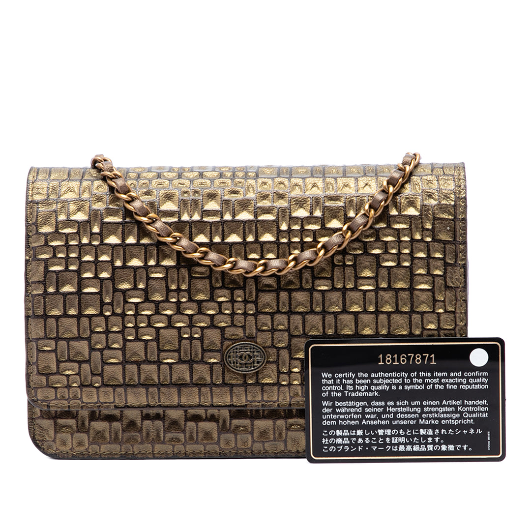 Chanel CC embossé Métallisé Wallet on Chain Cuir d'agneau Doré – vue 7 – GABY PARIS