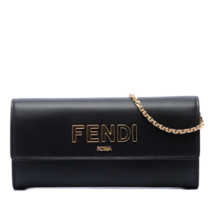 Fendi Roma Continental Wallet on Chain Noir