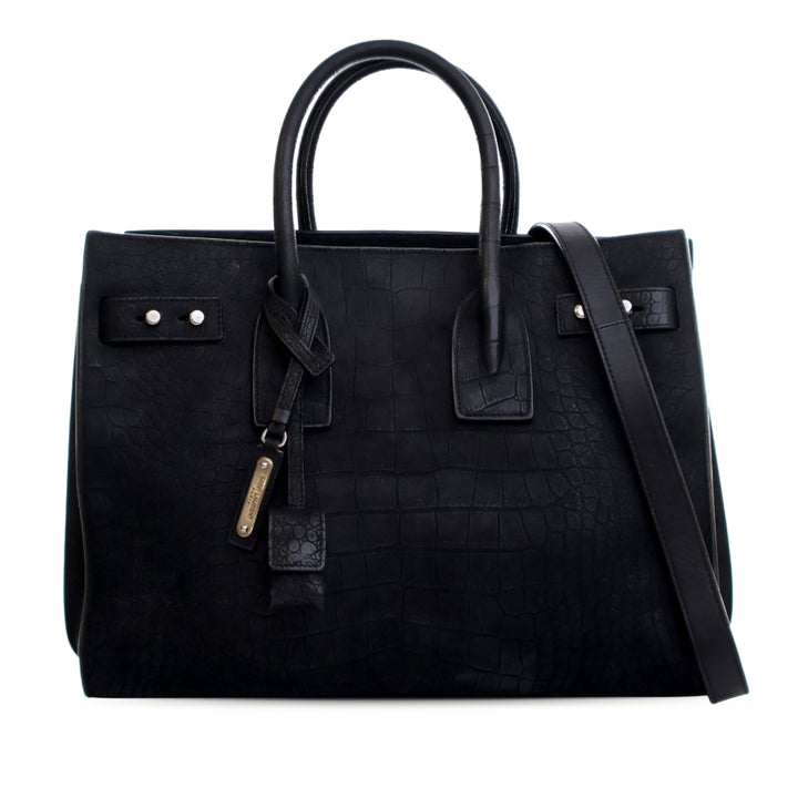 Saint Laurent Small Croc embossé Daim Sac De Jour Sac
