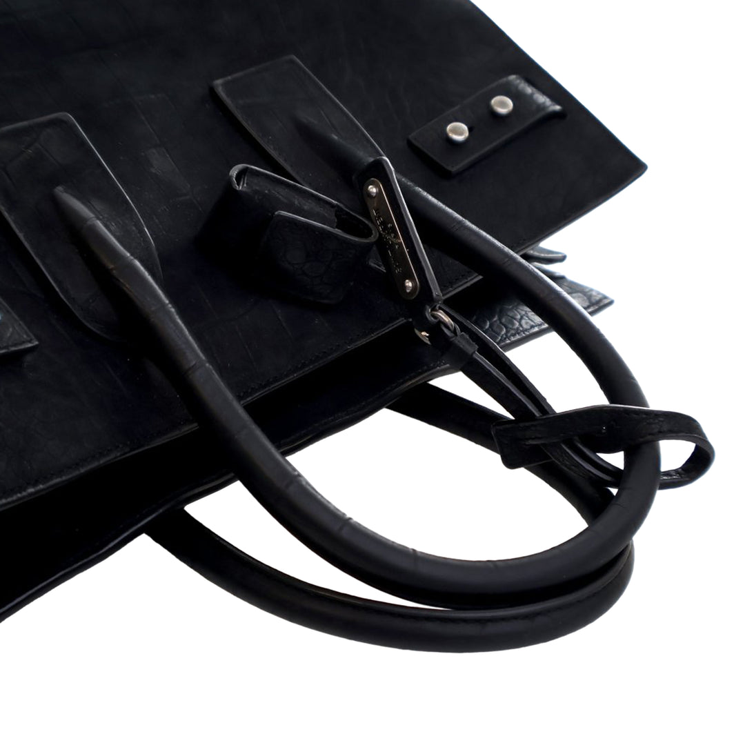 Saint Laurent Small Croc embossé Daim Sac De Jour Sac