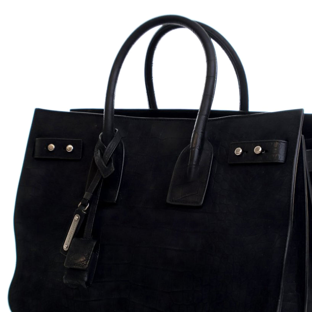 Saint Laurent Small Croc embossé Daim Sac De Jour Sac